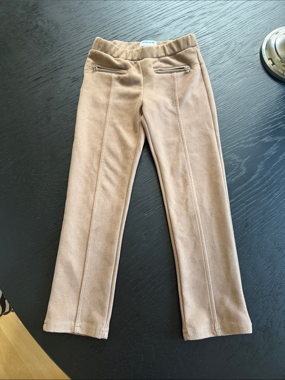 Mayoral Girls' Camel Brown Equestrian Riding Pants with Zip Pockets